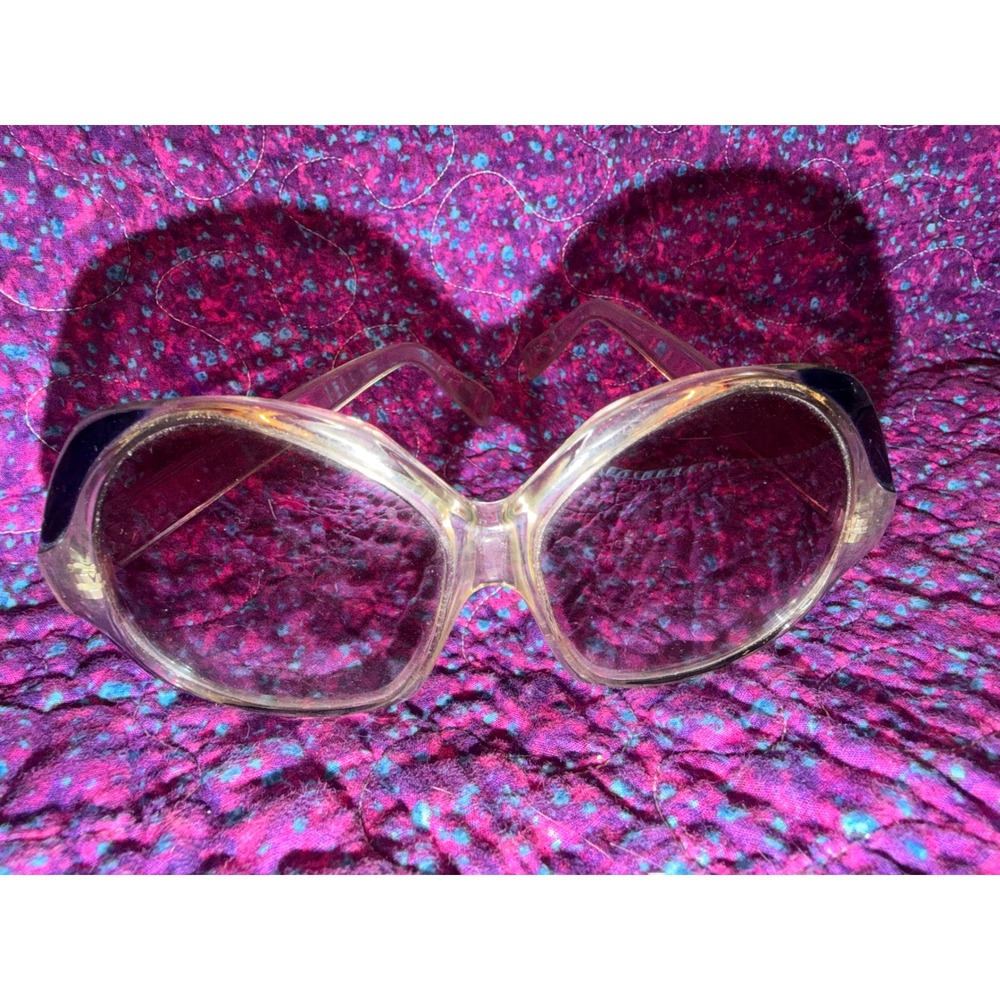 Vintage 1970s Foster Grant Oversized Butterfly Sunglasses Clear Made in USA